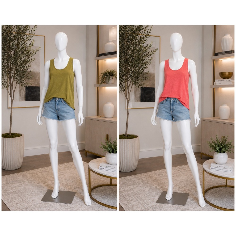 Jason Wu Womens Tank Top Bundle Cotton Slub Olive Coral XL